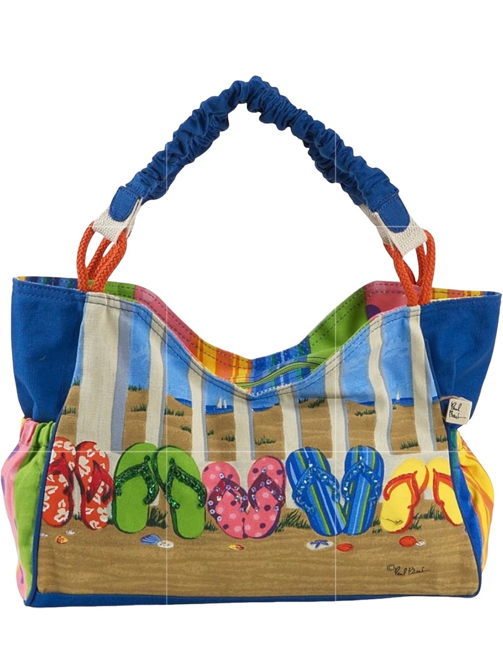 Paul Brent "Beach Life" Zippered Tote with Sequin Flip Flops Bag‎